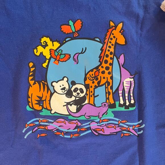 Hanes San Diego Zoo Blue cotton 2 sided tshirt shark plush boys youth small top - Picture 6 of 6